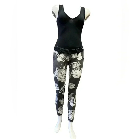 Hudson Jeans Collin Vice Versa Skinny Size 27 Black Floral - Picture 4 of 12